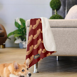 Fun Sausages Pattern to Personalise with Name Sherpa Blanket
