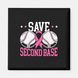 Fun Save 2nd Base Baseball Player Breast Cancer Aw Magnet