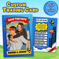 Fun Save the Date Card Comic Couple Trading Card