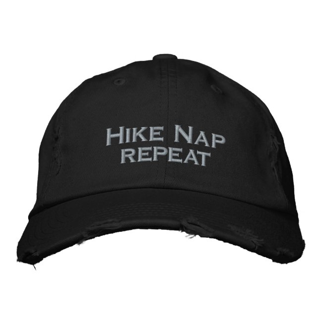 Fun saying - Hike Nap Repeat Embroidered Hat (Front)