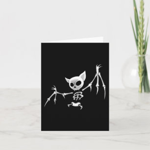 Fun Scary Dark Flying Skeleton Bat Halloween Cloth Card