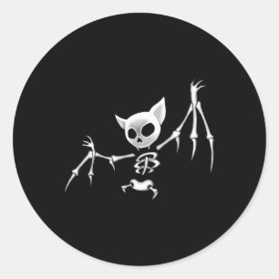 Fun Scary Dark Flying Skeleton Bat Halloween Cloth Classic Round Sticker