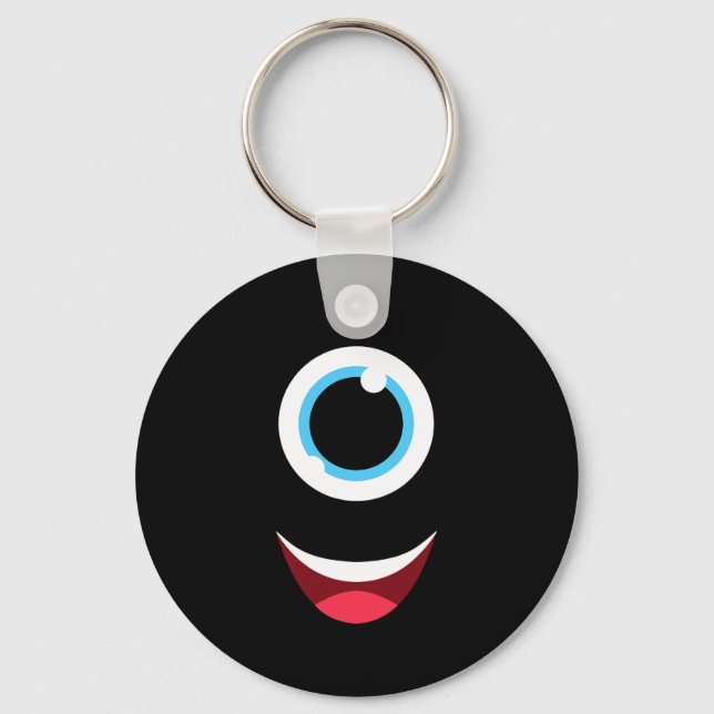 Fun Scary Monster Eyeball Face Easy Halloween Cost Key Ring (Front)