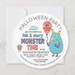 Fun & Scary Monster White Time Party Invitation<br><div class="desc">Fun monster time party invitation for Halloween or anytime you want to celebrate monsters!  You can easily change this to a monster birthday party invite. Cute monsters grin and grimace at you in colours of turquoise,  purple and coral. The kids will love this!</div>
