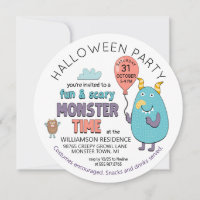 Fun & Scary Monster White Time Party Invitation