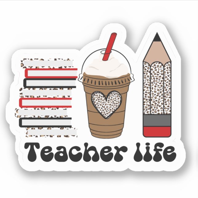 Fun school Animal Print School Teacher Sticker (Front)