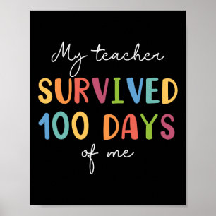Fun School Boys Girls Kids Gift 100 Days Of School Poster