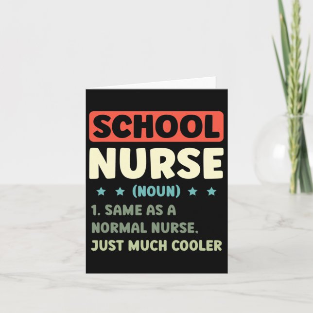 Fun School Nurse Definition Byck To School  Card (Front)