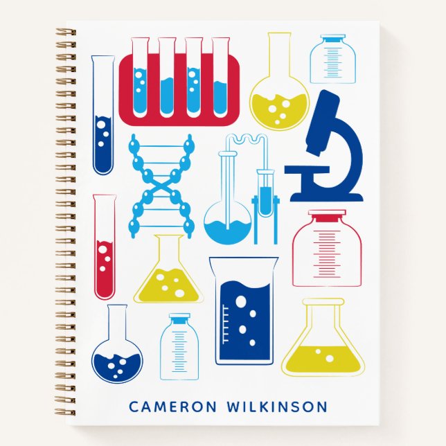 Fun Science Chemistry Laboratory Custom Blue Notebook (Front)