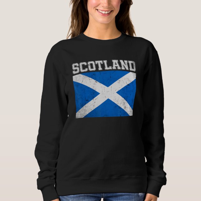 Fun Scotland & Scottish Flag Distressed Weathered  Sweatshirt (Front)