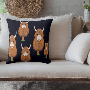 Fun Scottish Highland Cow Cushion
