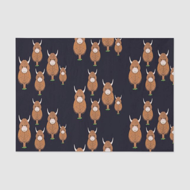 Fun Scottish Highland Cow Tissue Paper (Front)