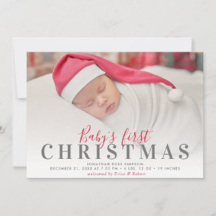 fun script 1st christmas baby announcement card