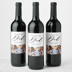 fun script dad multi photo wine label