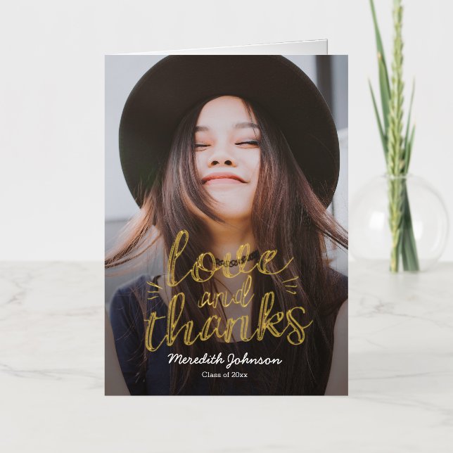 Fun Script FOIL Graduation Thank You Card (Front)