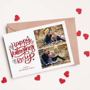 Fun Script "Happy Valentines Day" 2 Photo Gallery Holiday Card