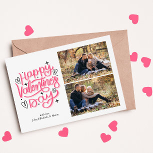 Fun Script "Happy Valentines Day" 2 Photo Gallery Holiday Card