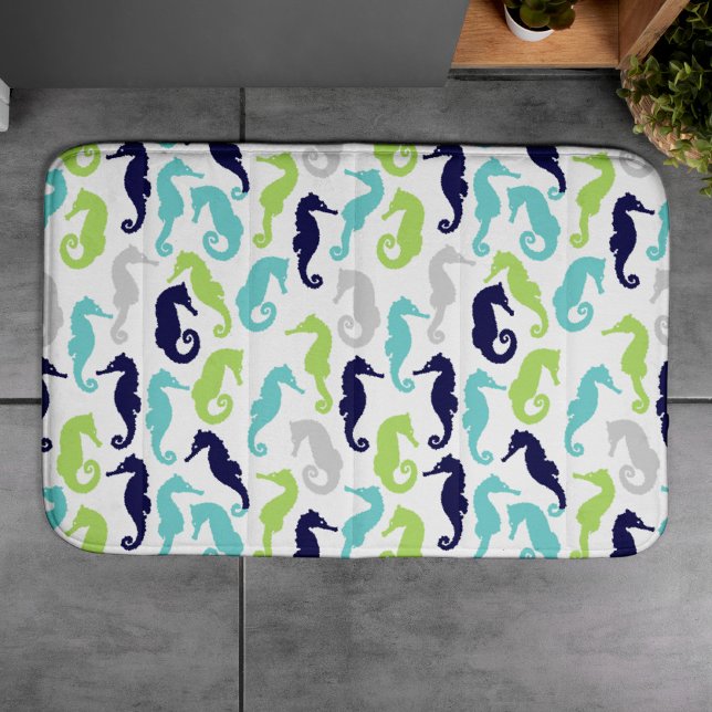 Fun Sea Horses Pattern Bath Mat (Creator Uploaded)