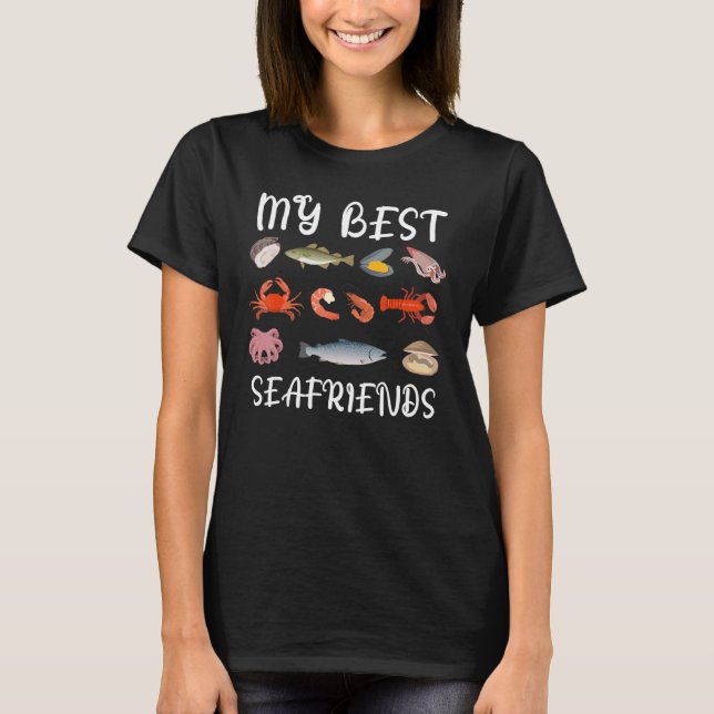 Fun Seafood And Fish Sea Creatures T-Shirt (Front)