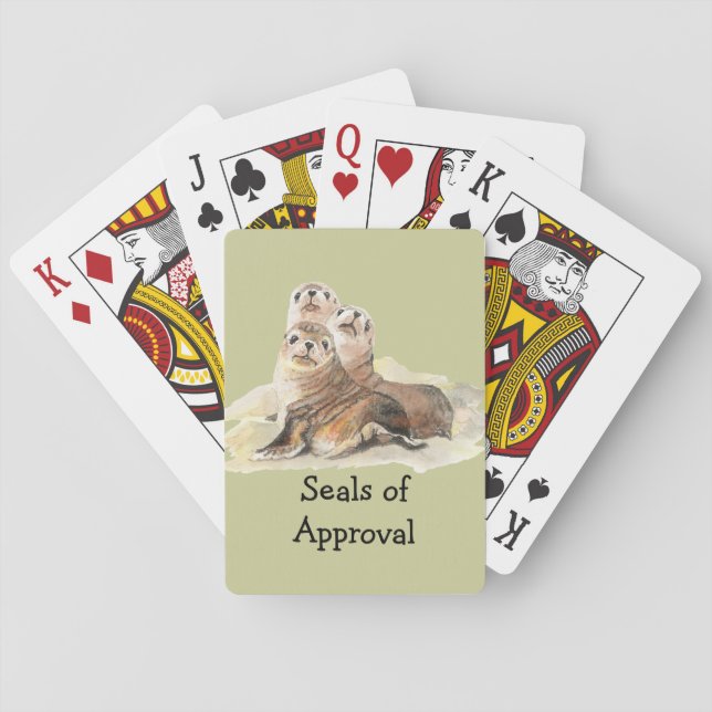 Fun "Seals of Approval" with Cute Watercolor Seals Playing Cards (Back)