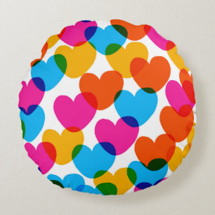 Fun seamless vintage love heart background in pret round cushion