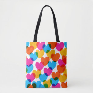 Fun seamless vintage love heart background in pret tote bag
