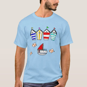 fun seaside huts & boat T-Shirt