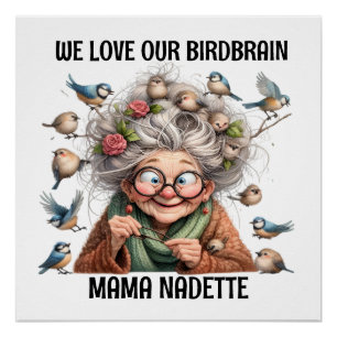 Fun Senior With Birds Poster