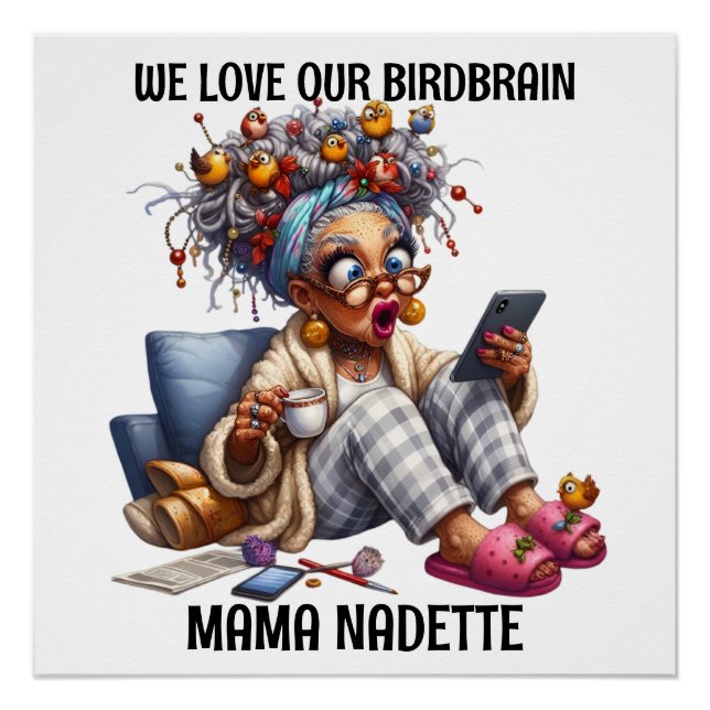 Fun Senior With Birds Poster (Front)