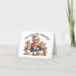 Fun Senior With Cats Version 2 Note Card