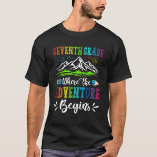 Fun Seventh Grade Where The Adventure Begins Back T-Shirt