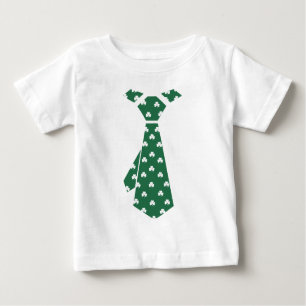 Fun Shamrock Pattern Faux Tie St. Patrick's Day Baby T-Shirt