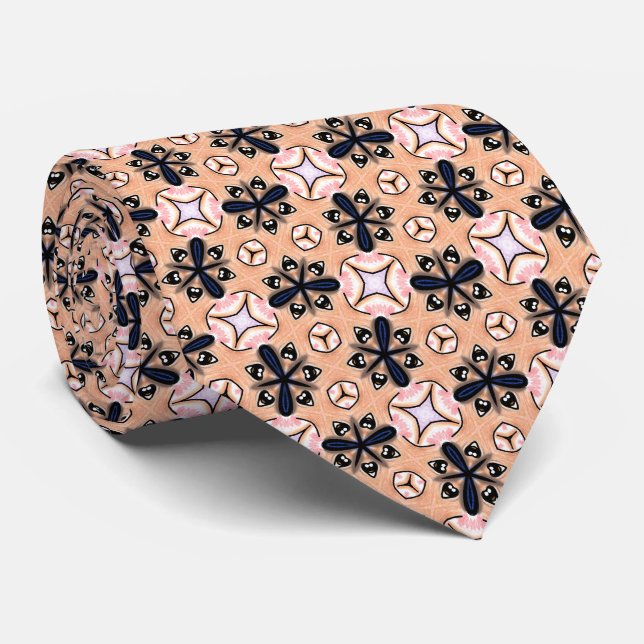 Fun Shapes on Peach Neck Tie (Rolled)