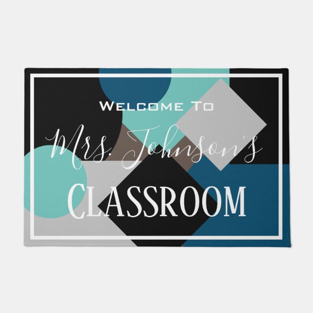Fun Shapes Teacher's Classroom Welcome ll Door Mat (Front)