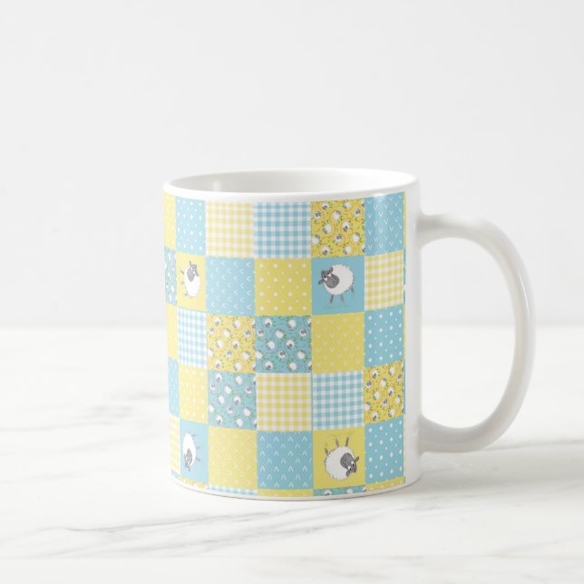 Fun Sheep: Country-Style Faux Patchwork Mug (Right)
