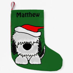 Fun Sheepdog in Santa Hat Christmas Stocking