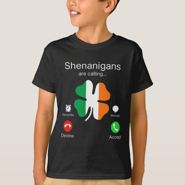 Fun Shenanigans Are Calling St Patricks Day Irish  T-Shirt (Front)