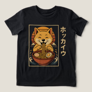Fun Shiba Inu enjoying ramen in a Japanese charact Tri-Blend Shirt