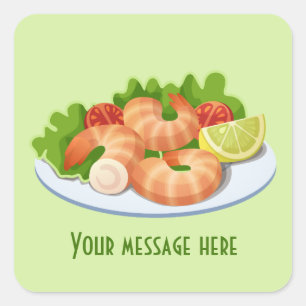 Fun shrimp dinner add name message square sticker