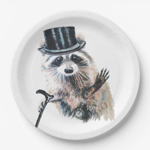 Fun Silly Formal Attire Raccoon Animal Paper Plate