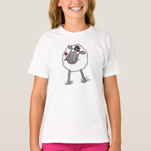 Fun Silly Sheep with Flower, Girls T-shirt