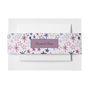 Fun Silver, Blue, Purple Starburst Invitation Belly Band