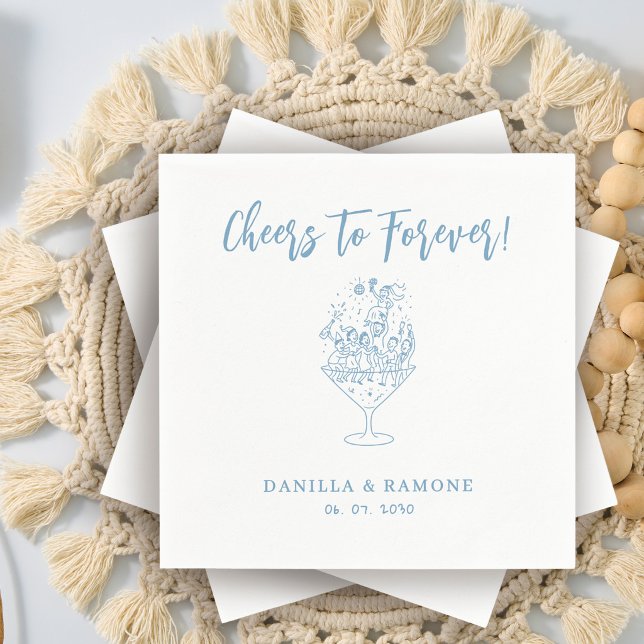 Fun Simple Cheers to Forever Script Wedding Napkin (Creator Uploaded)
