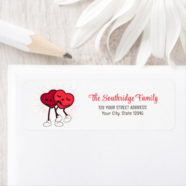 Fun Simple Hearts Hugging Wedding Return Address (Insitu)