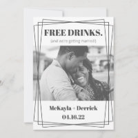 Fun Simple Modern Free Drinks Save the Date