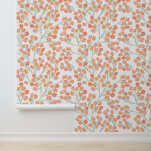 Fun Simple Orange Flower Pattern Wallpaper