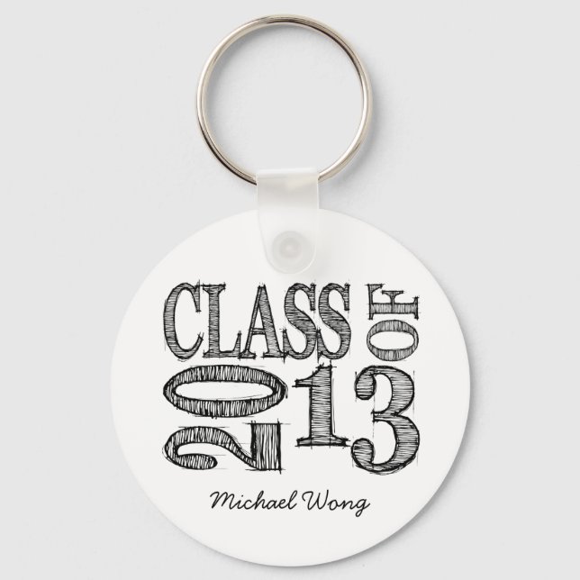 Fun & Simple Pen Sketch Class of 2013 Key Ring (Front)