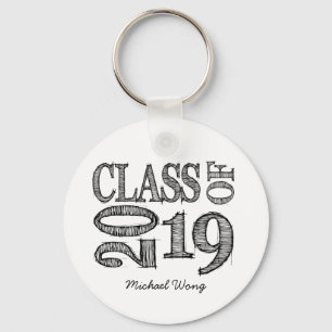 Fun & Simple Pen Sketch Class of 2019 Graduations Key Ring