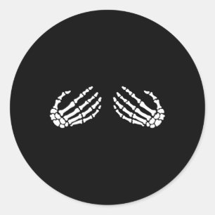 Fun Skeleton Hands Halloween GIRLS Skeleton Bra  Classic Round Sticker