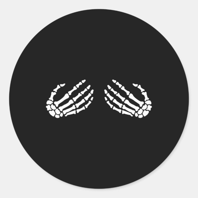 Fun Skeleton Hands Halloween GIRLS Skeleton Bra  Classic Round Sticker (Front)